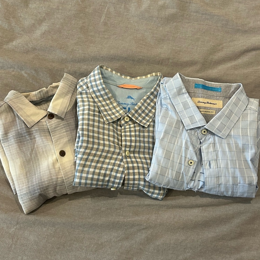 Bundle of Tommy Bahama Long and Short Sleeve Button-Ups (L & XL)